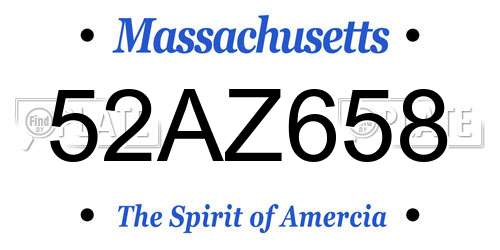 52AZ658 Massachusetts License Plate