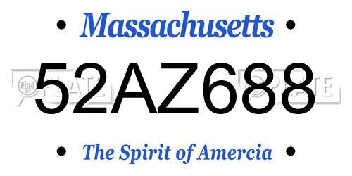52AZ688 Massachusetts License Plate