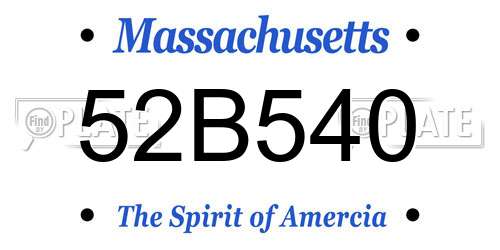 52B540 Massachusetts License Plate