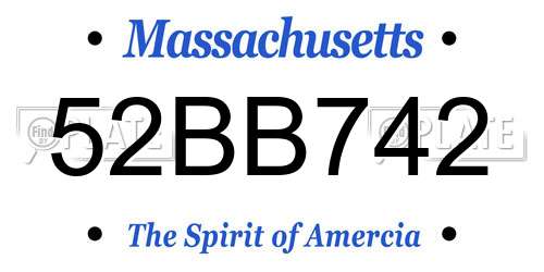 52BB742 Massachusetts License Plate
