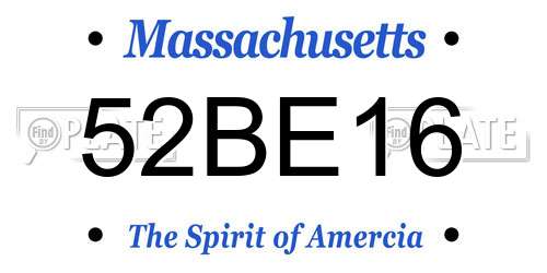 52BE16 Massachusetts License Plate