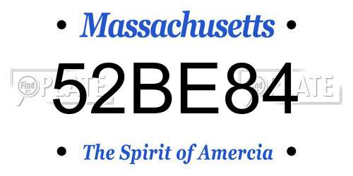 52BE84 Massachusetts License Plate
