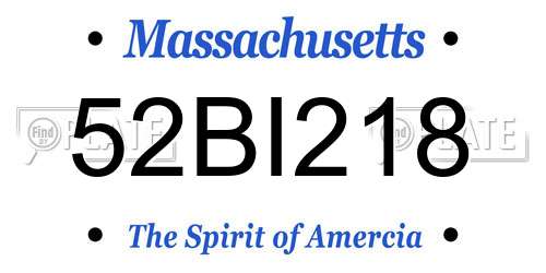 52BI218 Massachusetts License Plate