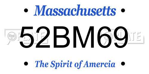 52BM69 Massachusetts License Plate