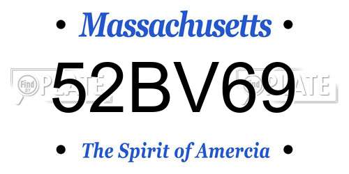 52BV69 Massachusetts License Plate