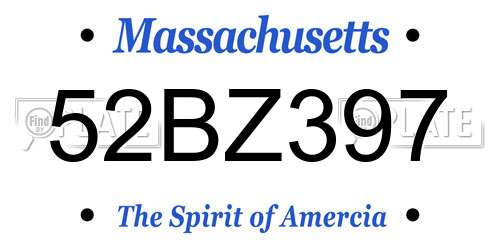 52BZ397 Massachusetts License Plate