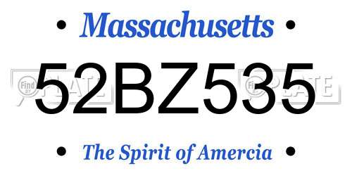 52BZ535 Massachusetts License Plate