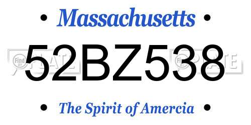 52BZ538 Massachusetts License Plate