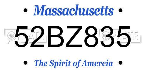 52BZ835 Massachusetts License Plate