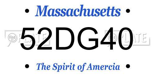 52DG40 Massachusetts License Plate