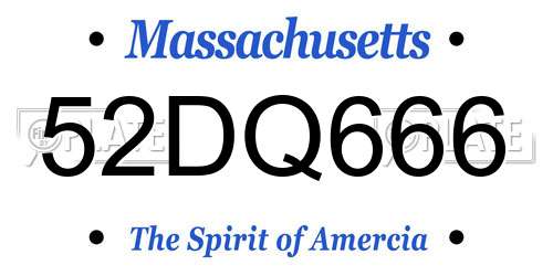 52DQ666 Massachusetts License Plate