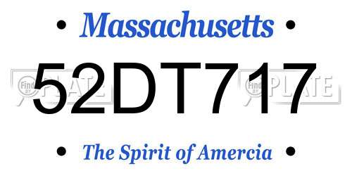 52DT717 Massachusetts License Plate