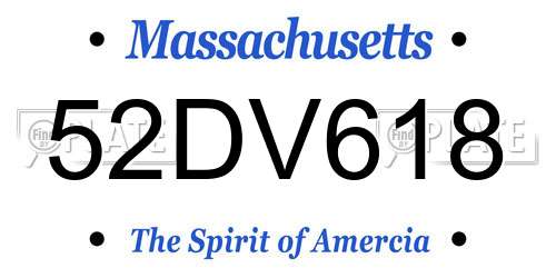 52DV618 Massachusetts License Plate