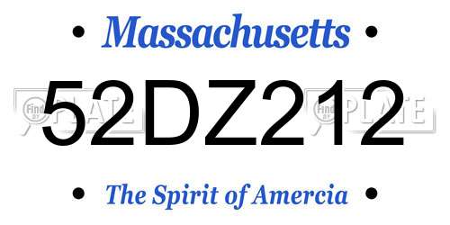 52DZ212 Massachusetts License Plate
