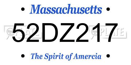 52DZ217 Massachusetts License Plate