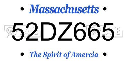 52DZ665 Massachusetts License Plate