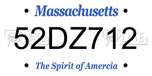 52DZ712 Massachusetts License Plate