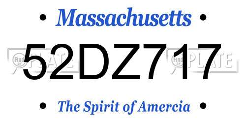 52DZ717 Massachusetts License Plate
