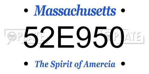 52E950 Massachusetts License Plate
