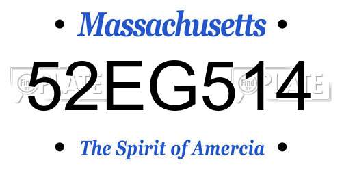 52EG514 Massachusetts License Plate