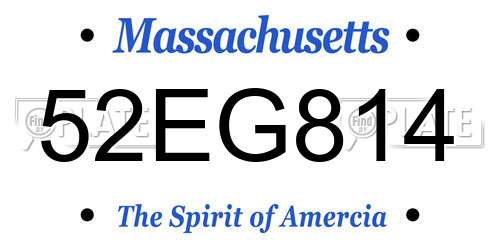 52EG814 Massachusetts License Plate