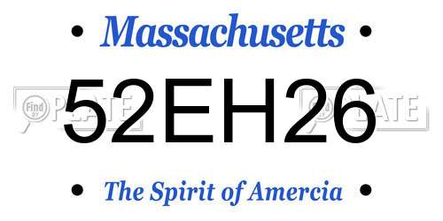 52EH26 Massachusetts License Plate