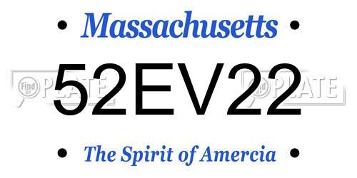 52EV22 Massachusetts License Plate