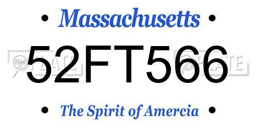 52FT566 Massachusetts License Plate