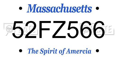52FZ566 Massachusetts License Plate