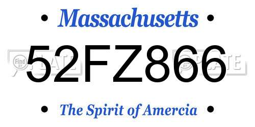 52FZ866 Massachusetts License Plate