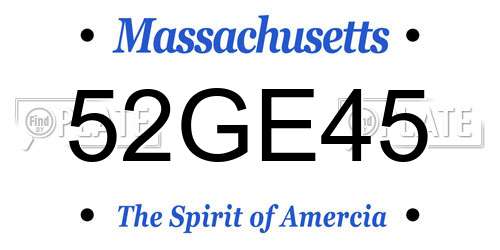 52GE45 Massachusetts License Plate