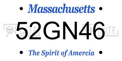 52GN46 Massachusetts License Plate