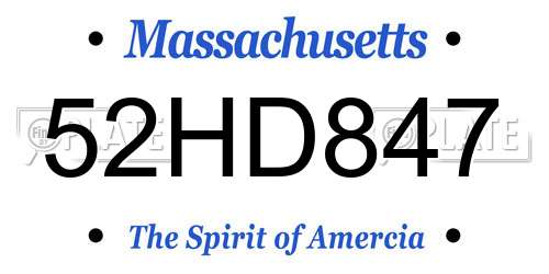 52HD847 Massachusetts License Plate