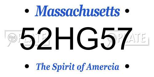 52HG57 Massachusetts License Plate