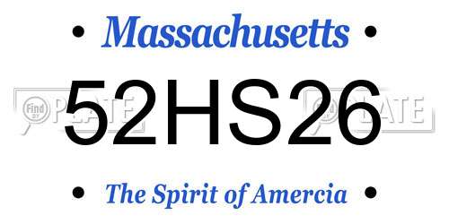 52HS26 Massachusetts License Plate