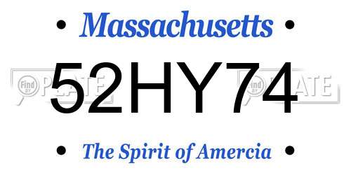 52HY74 Massachusetts License Plate
