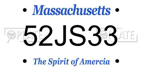 52JS33 Massachusetts License Plate