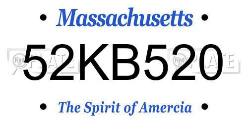 52KB520 Massachusetts License Plate