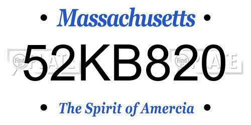 52KB820 Massachusetts License Plate