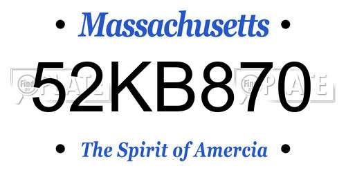 52KB870 Massachusetts License Plate