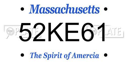 52KE61 Massachusetts License Plate