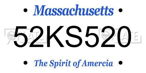 52KS520 Massachusetts License Plate