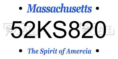 52KS820 Massachusetts License Plate