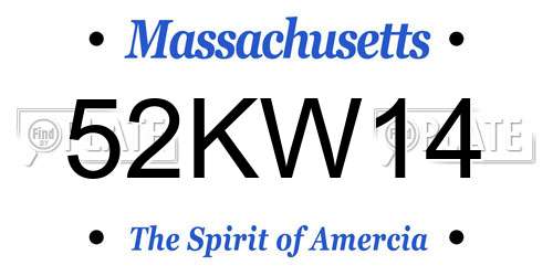 52KW14 Massachusetts License Plate