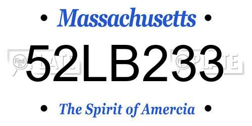 52LB233 Massachusetts License Plate