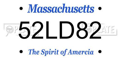 52LD82 Massachusetts License Plate