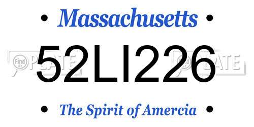 52LI226 Massachusetts License Plate