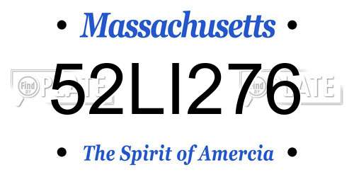 52LI276 Massachusetts License Plate