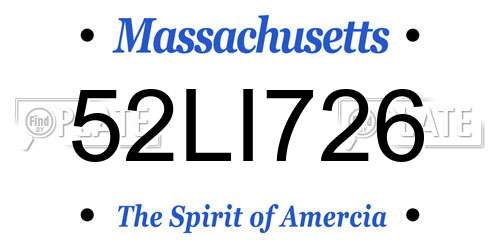 52LI726 Massachusetts License Plate