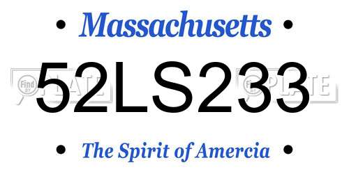 52LS233 Massachusetts License Plate